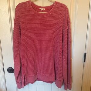 Easel Vintage Red Waffle Knit Sweater